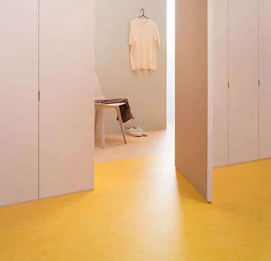 Forbo Marmoleum Lemon Zest Marmoleum on Waterproof HDF Core with Cork Backing Flooring — Cinch LOC SEAL (Square) Collection