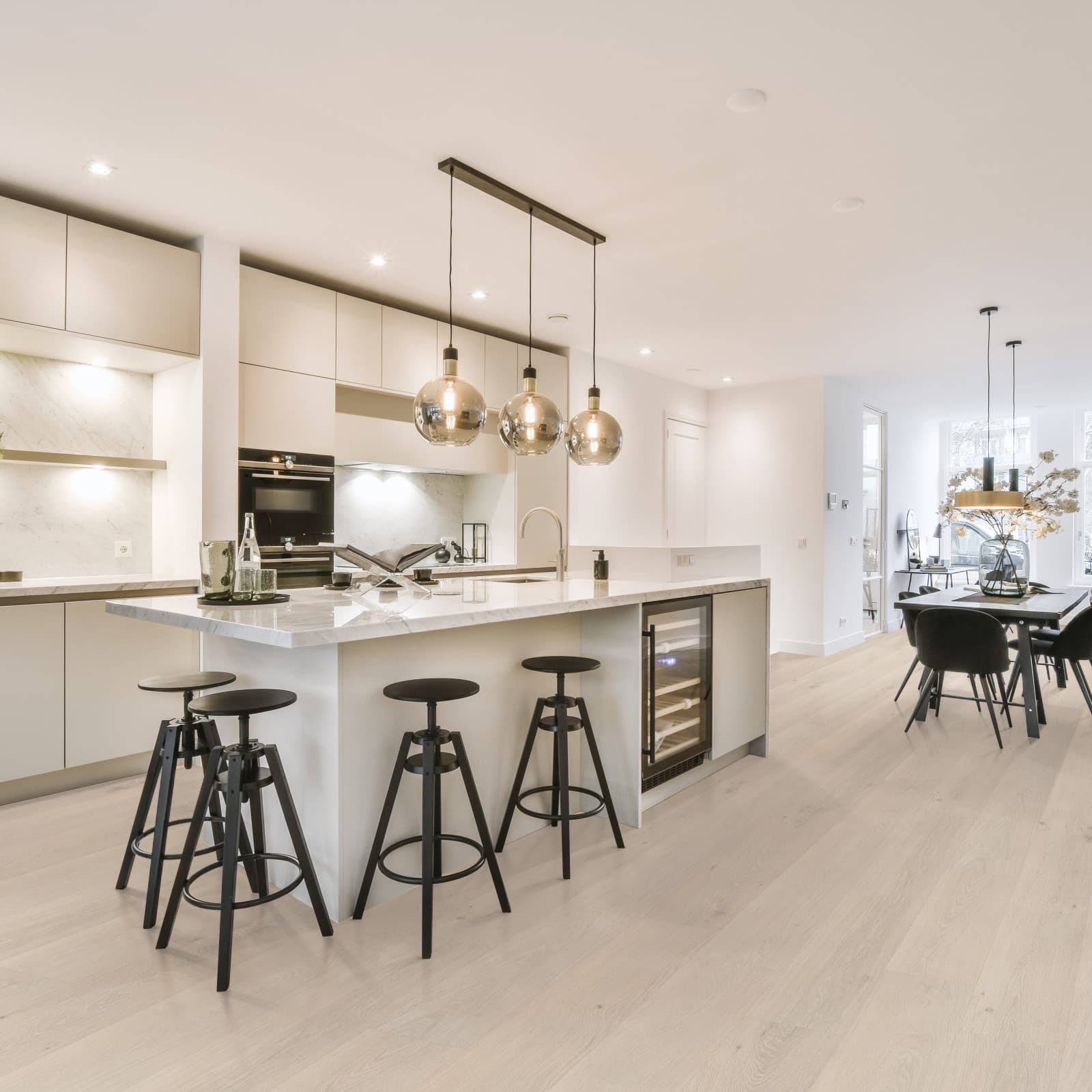 CALI Provincial Ivory Engineered Hardwood - Green to the Core Flooring — First Press Collection — installed in room