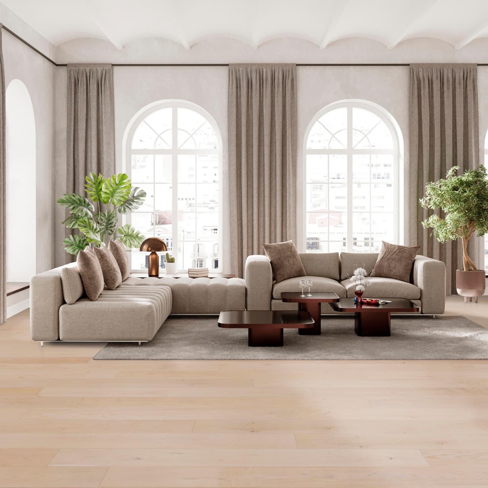 CALI Half Moon Oak Laminate Top Layer with High Density Wood Core Flooring — Mavericks Collection — installed in room