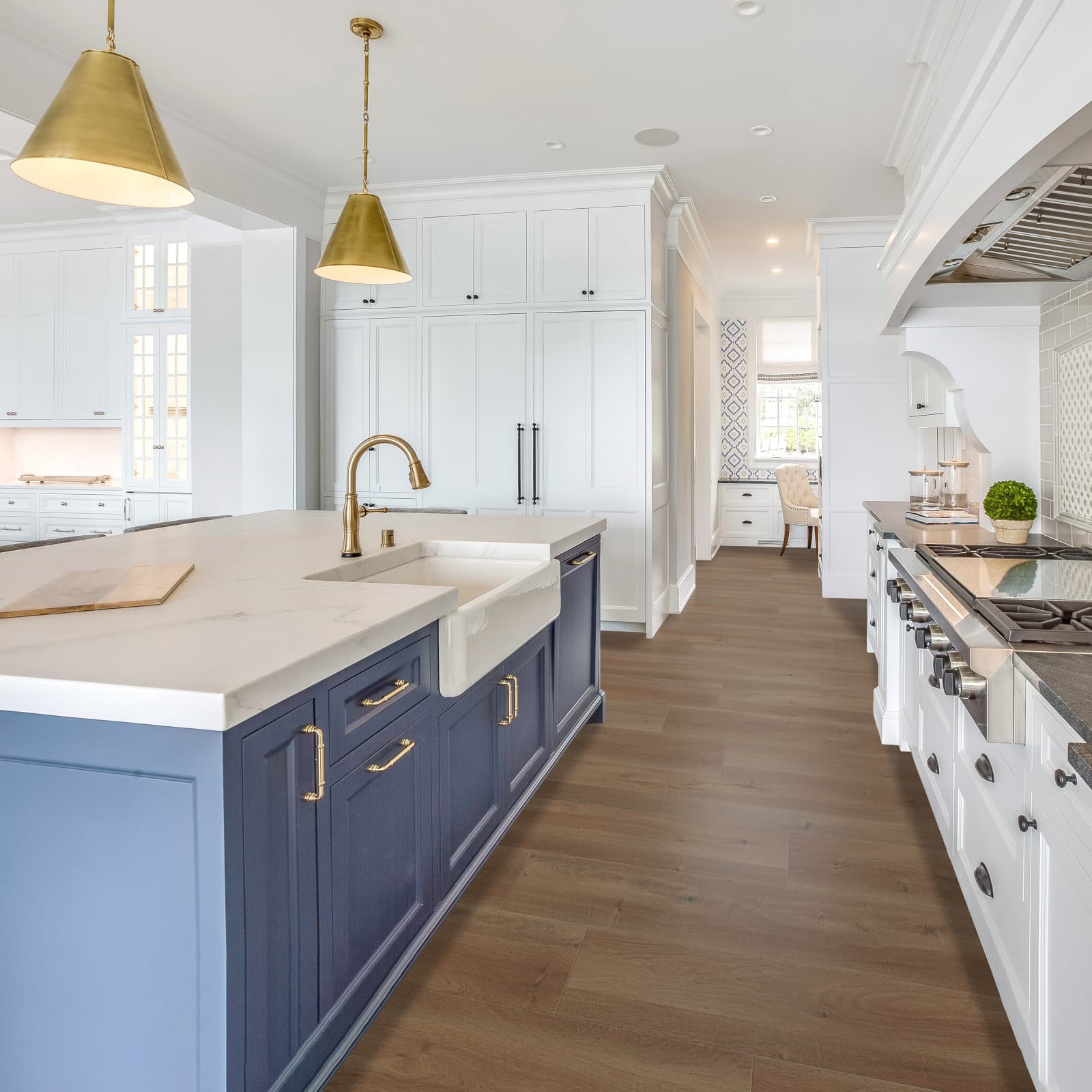 CALI Mocha Del Mar Laminate Top Layer with High Density Wood Core Flooring — Mavericks Collection — installed in room