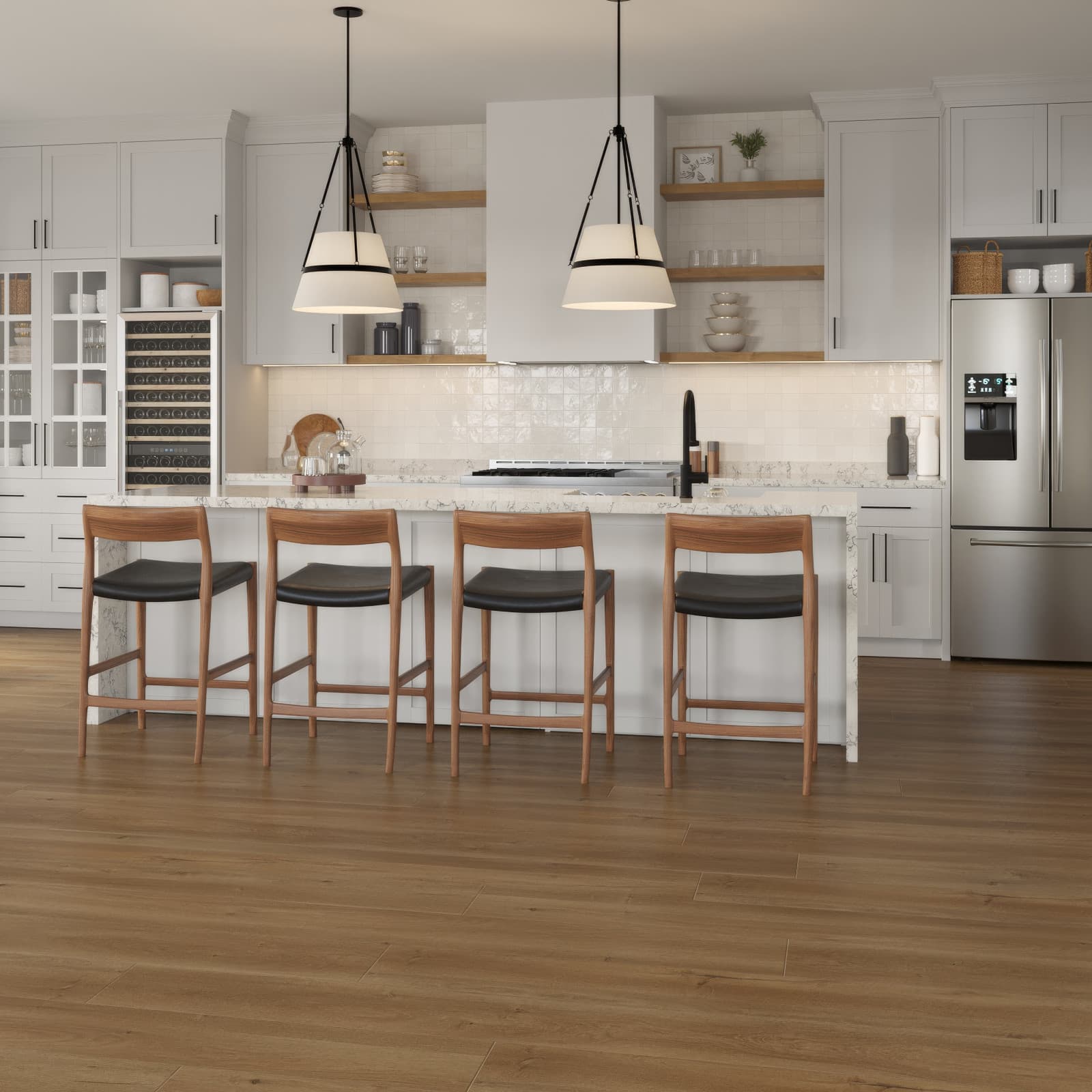 CALI Mocha Del Mar Laminate Top Layer with High Density Wood Core Flooring — Mavericks Collection — detail view 3