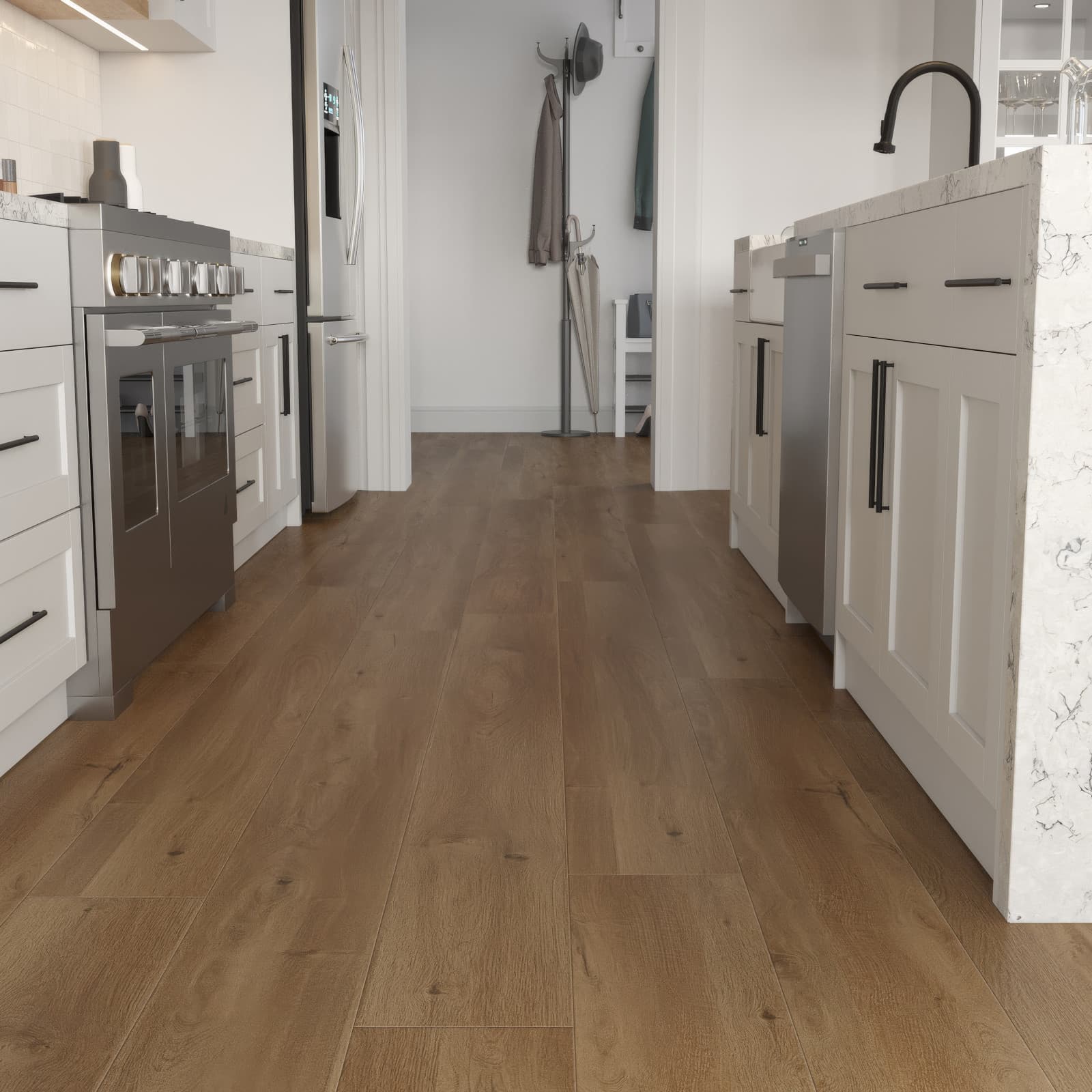 CALI Mocha Del Mar Laminate Top Layer with High Density Wood Core Flooring — Mavericks Collection — detail view 4