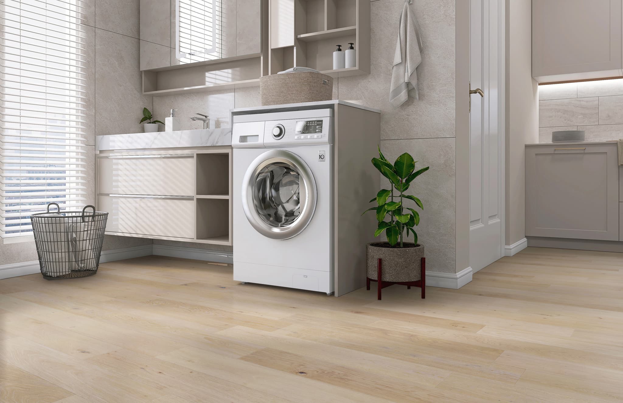 CALI Vallemar Blanc Laminate Top Layer with High Density Wood Core Flooring Pacifica Collection - view 3