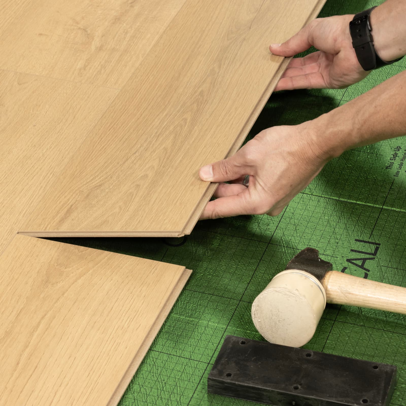 CALI Carmel Crush Laminate Top Layer with High Density Wood Core Flooring — Pacifica Collection — detail view 5