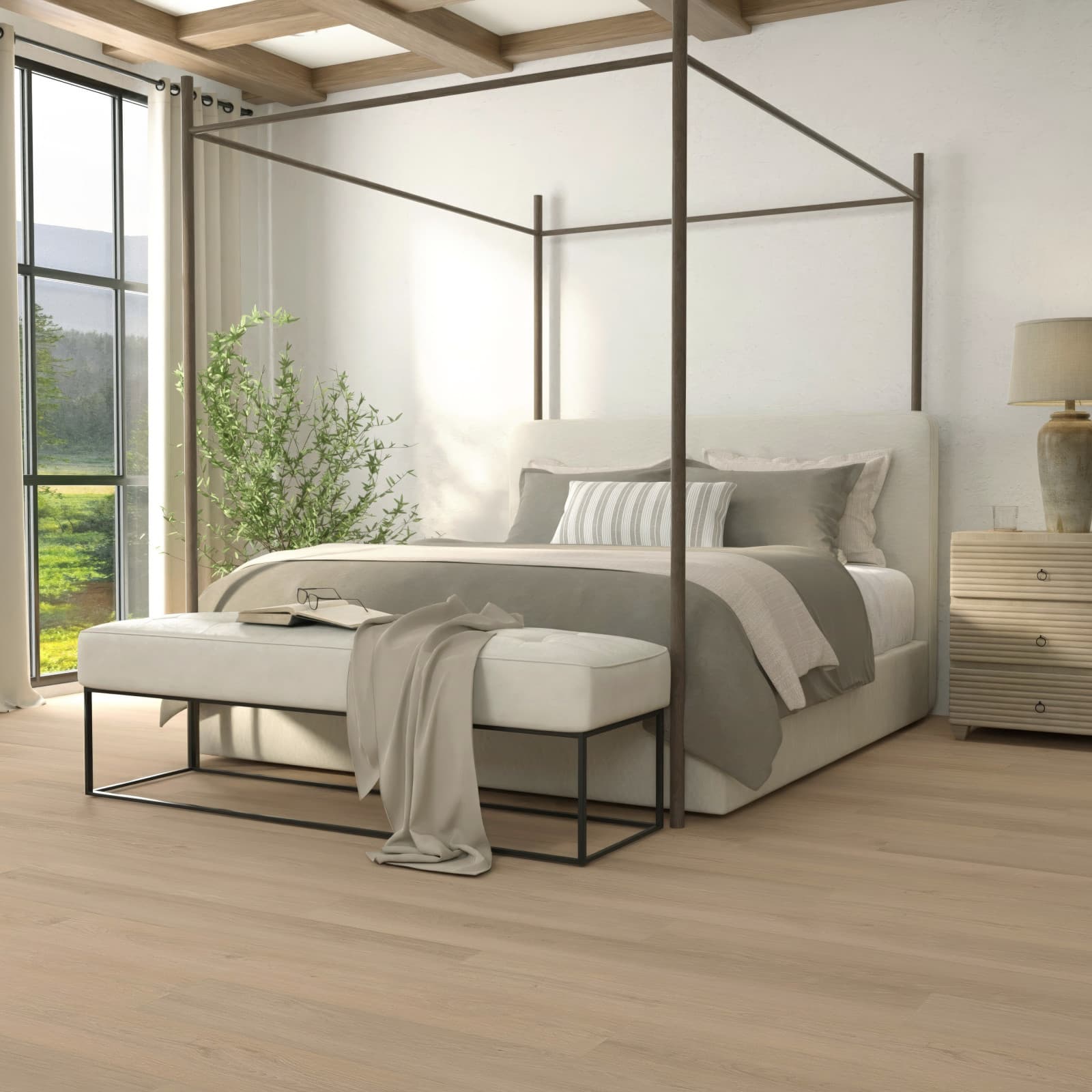 CALI Walnut Shell Laminate Top Layer with High Density Wood Core Flooring — Pacifica Collection — installed in room