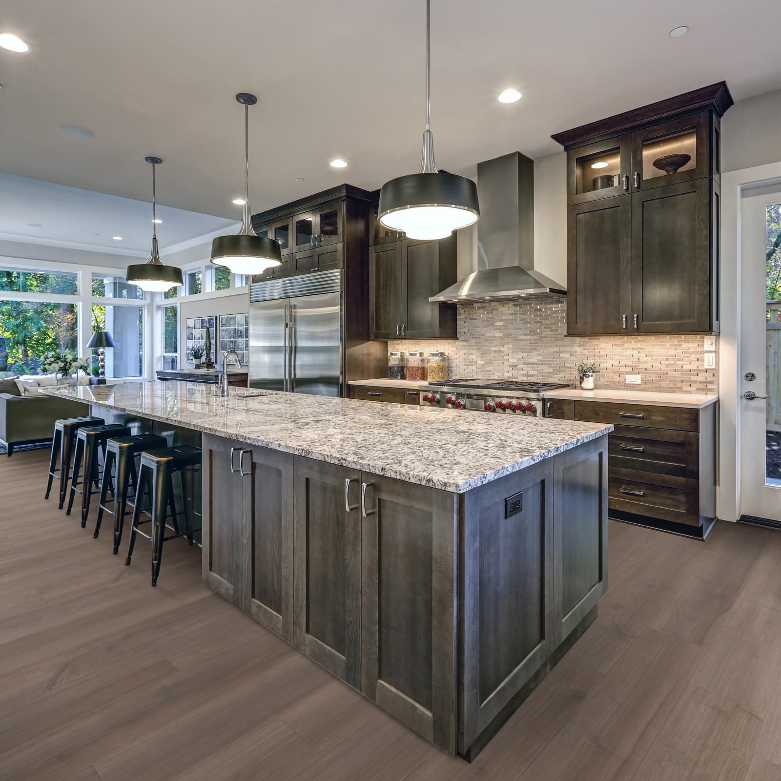 CALI Beau Bark Laminate Top Layer with High Density Wood Core Flooring — Santa Cruz Collection — installed in room