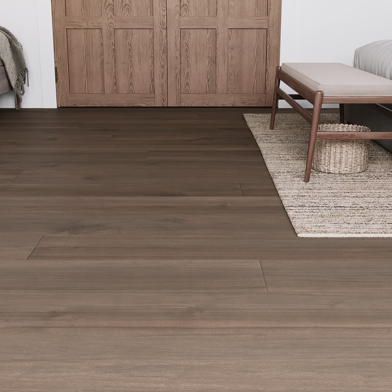 CALI Beau Bark Laminate Top Layer with High Density Wood Core Flooring — Santa Cruz Collection — detail view 4