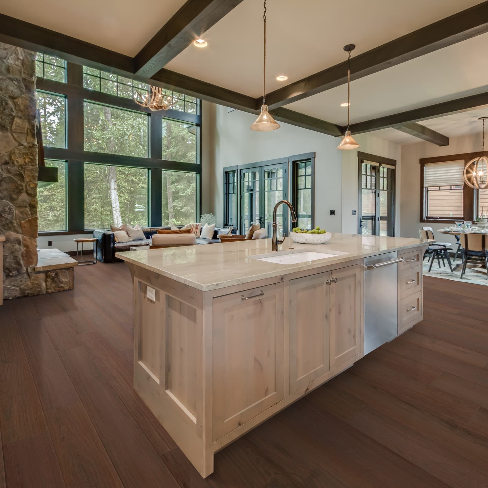 CALI Old Mission Umber Laminate Top Layer with High Density Wood Core Flooring — Santa Cruz Collection — installed in room