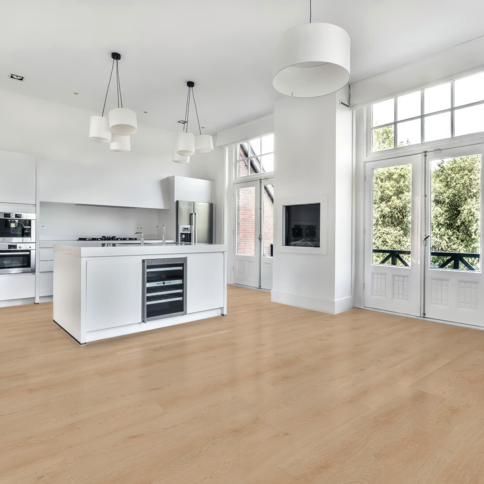 CALI Del Mar Drift Laminate Top Layer with High Density Wood Core Flooring — Santa Cruz Collection — installed in room
