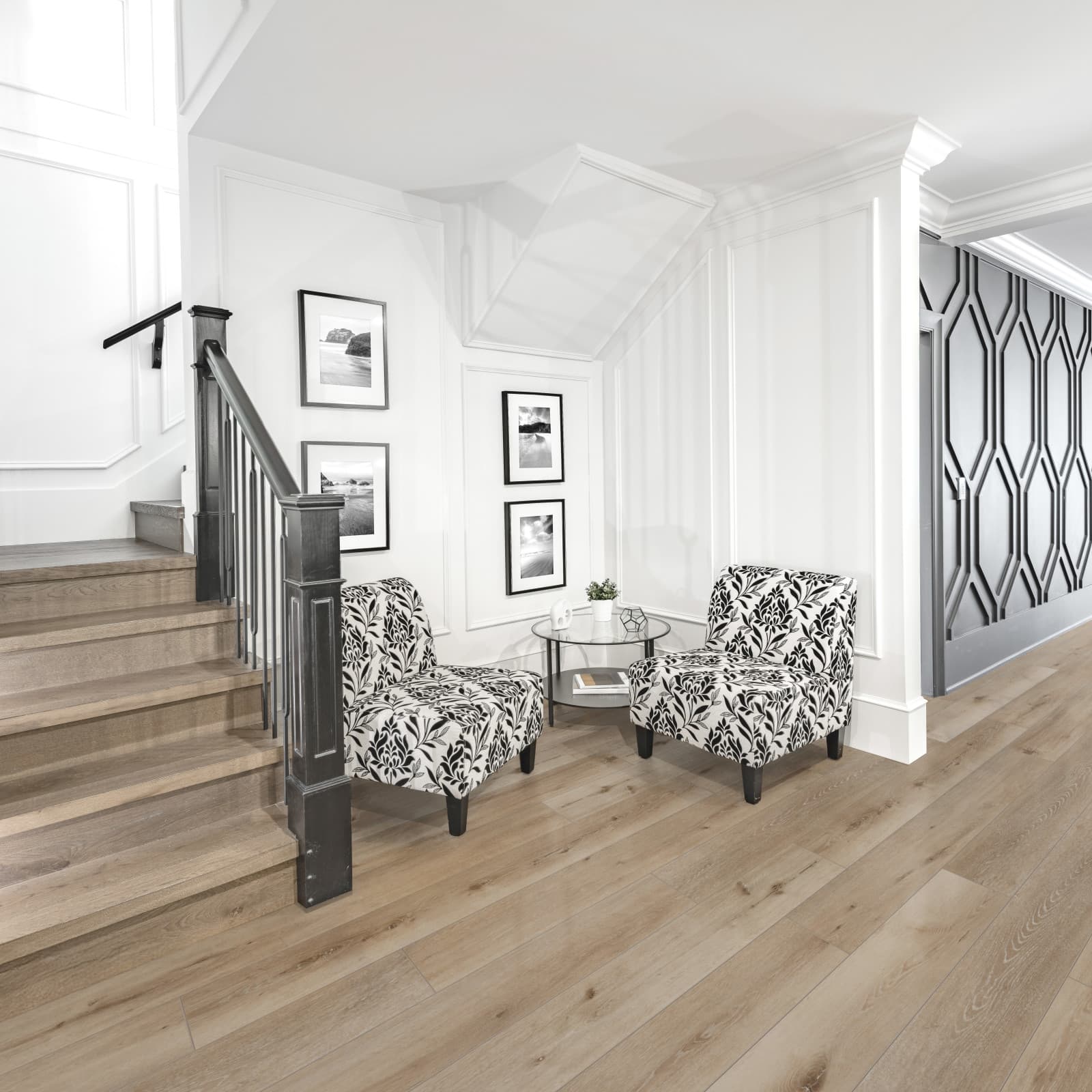 CALI Aged Hickory Laminate Top Layer with High Density Wood Core Flooring — Santa Cruz Collection — installed in room