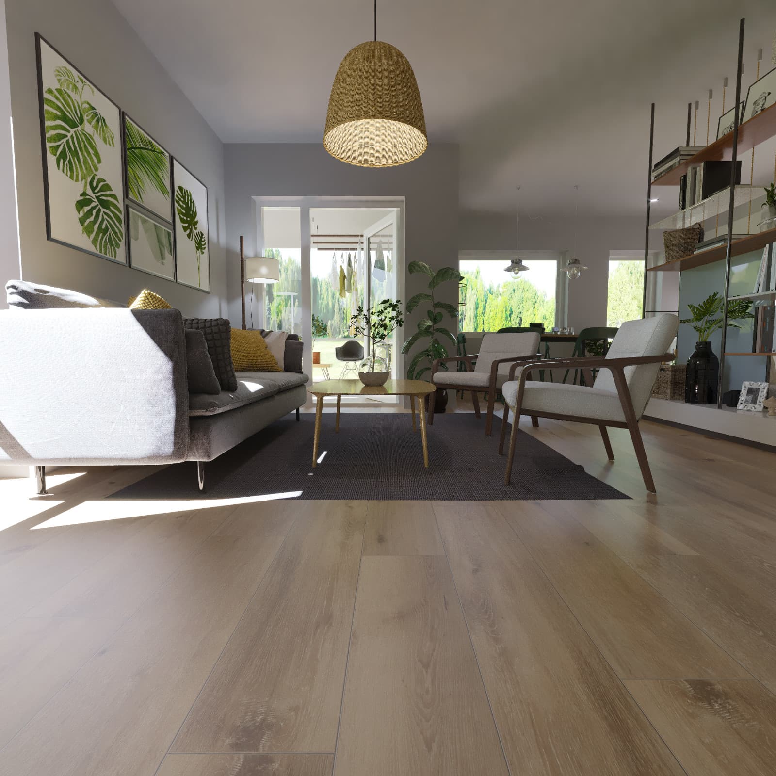 CALI Aged Hickory Flooring — Windansea Low Tide Collection — installed in room