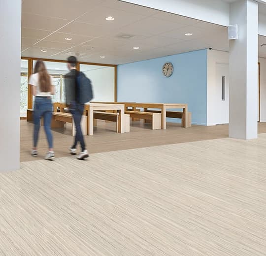 Forbo Marmoleum Rocky Ice Marmoleum on Waterproof HDF Core with Cork Backing Flooring — Cinch LOC SEAL (Plank) — installed in room
