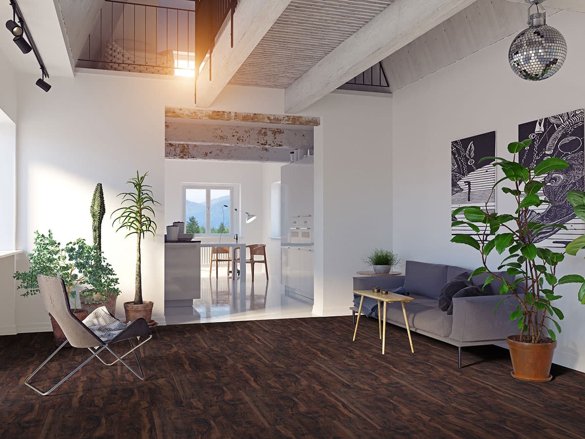 MSI Everlife Burnished Acacia Glue Down Luxury Vinyl Flooring — Wilmont Collection — installed in room