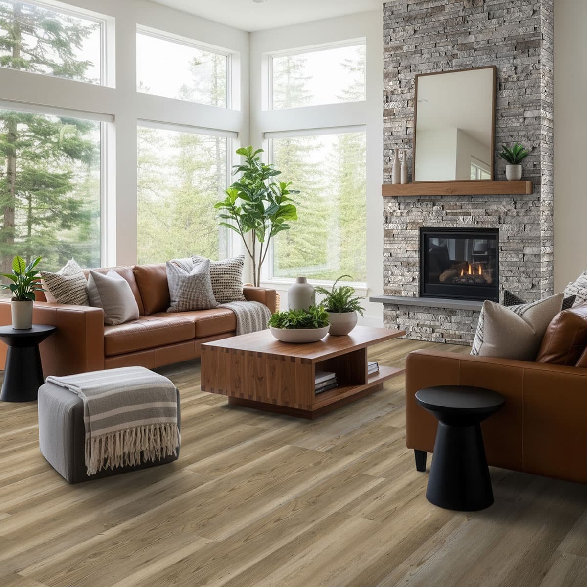 MSI Everlife Brookings 100% Waterproof Rigid Core (SPC) Flooring — Cyrus Collection — installed in room