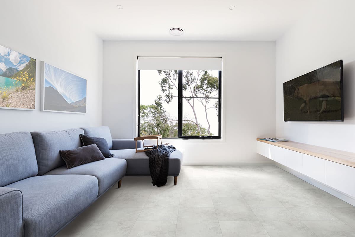 MSI Everlife Mountains Gray 100% Waterproof Rigid Core (SPC) Flooring — Trecento Collection — installed in room