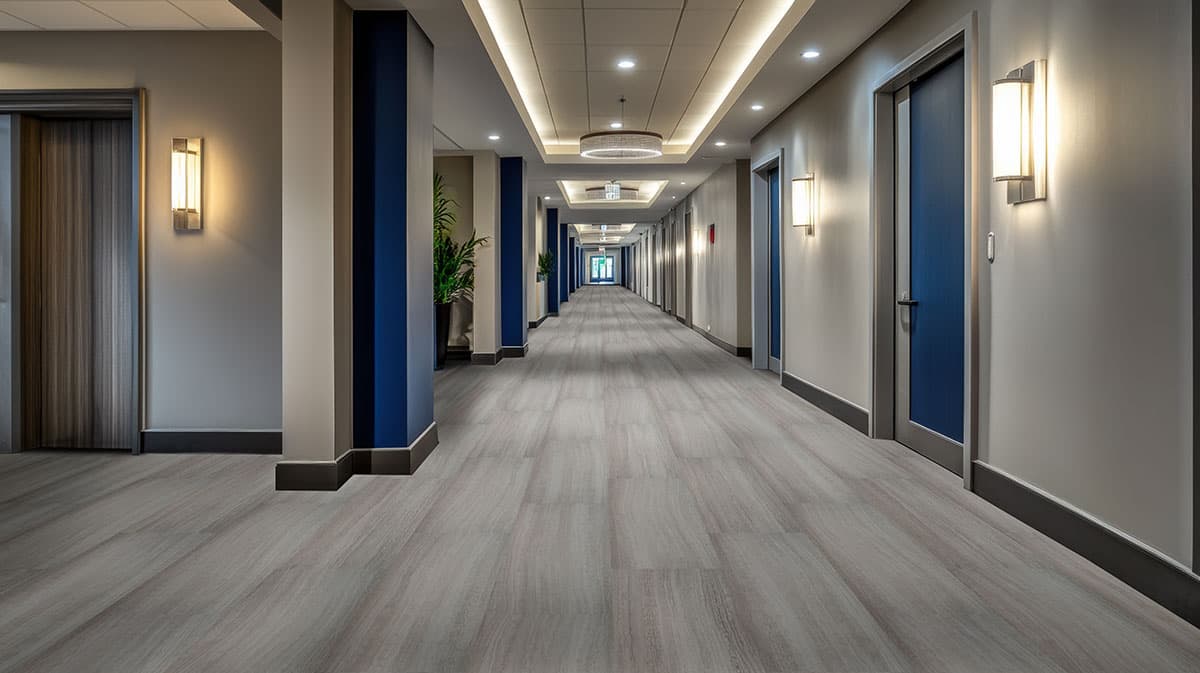 MSI Everlife White Ocean 100% Waterproof Rigid Core (SPC) Flooring — Trecento Collection — installed in room