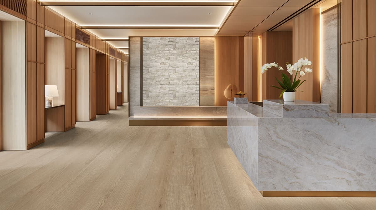 MSI Everlife Bozeman 100% Waterproof Rigid Core (SPC) Flooring — XL Studio Collection — installed in room