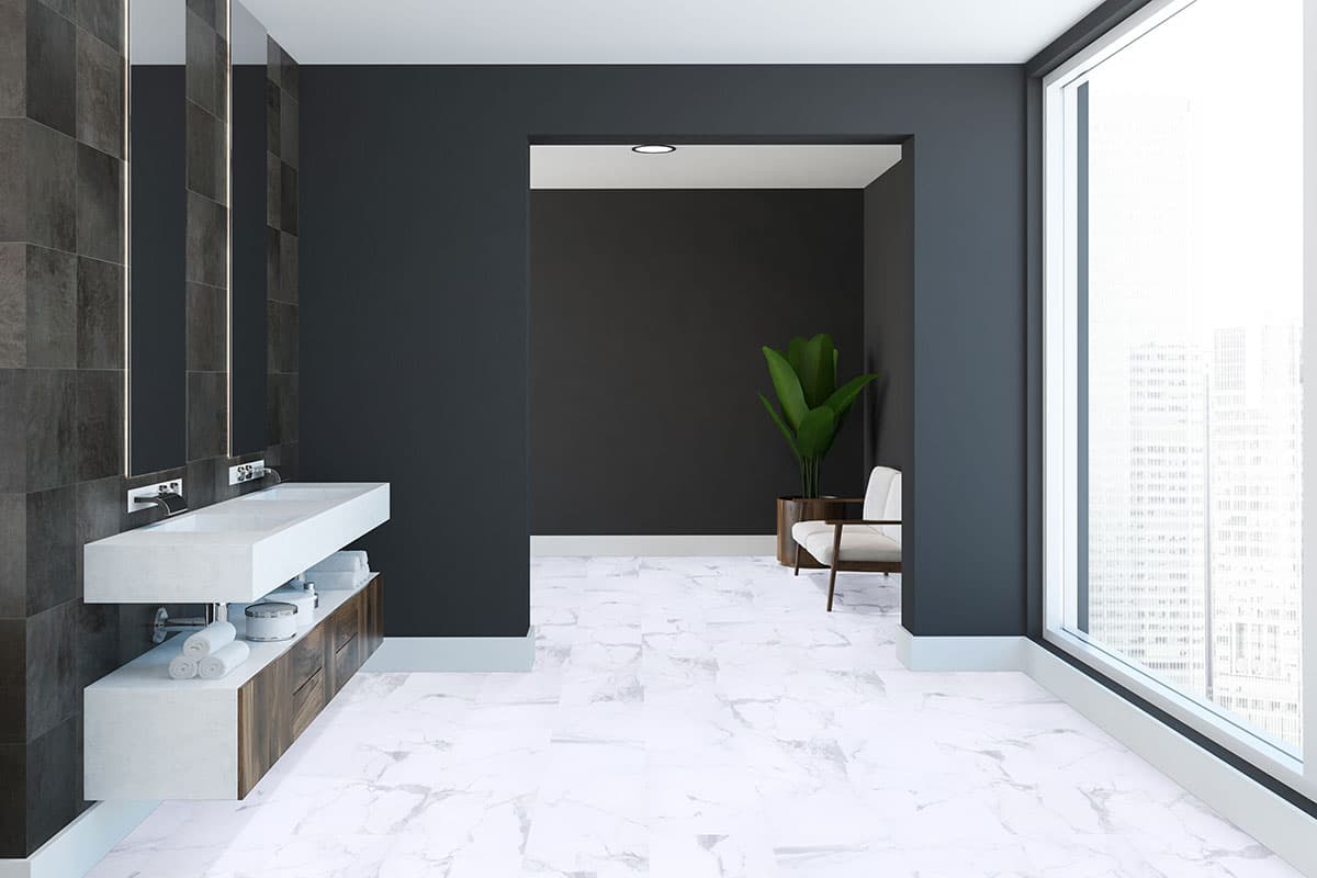MSI Everlife Calacatta Legend 100% Waterproof Rigid Core (SPC) Flooring — XL Trecento Collection — installed in room