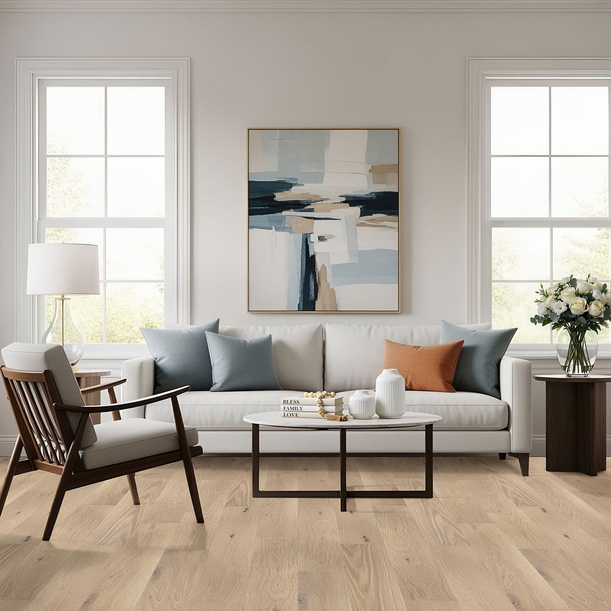 MSI Everlife Wood Bali Buff Oak 100% Waterproof Engineered Hardwood Flooring — Woodhills Collection — installed in room