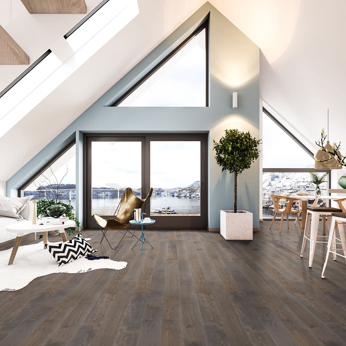 MSI Everlife Wood Estate Oak 100% Waterproof Engineered Hardwood Flooring — Woodhills Collection — installed in room