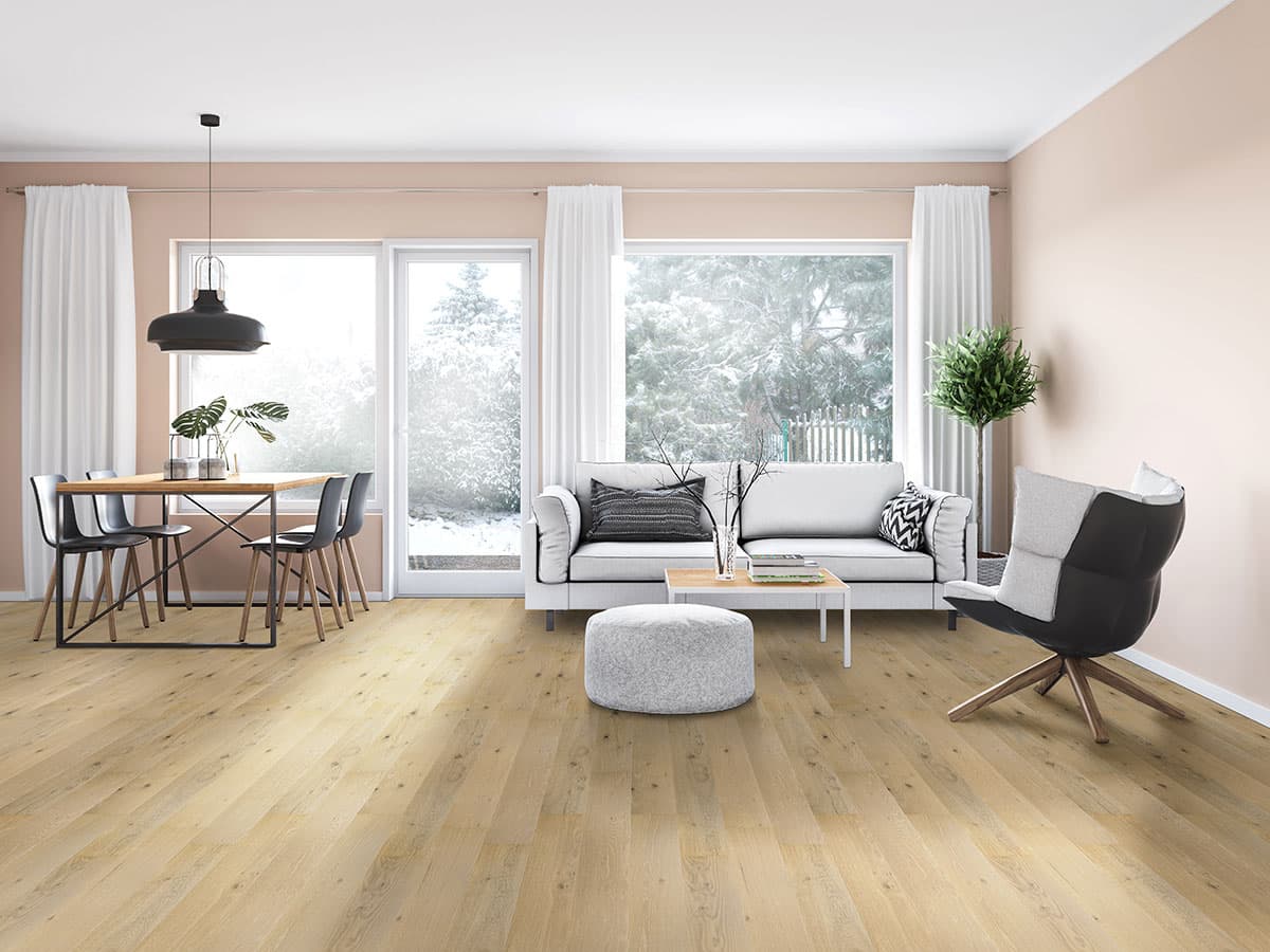 MSI Everlife Wood Kings Buff Oak 100% Waterproof Engineered Hardwood Flooring — Woodhills Collection — installed in room