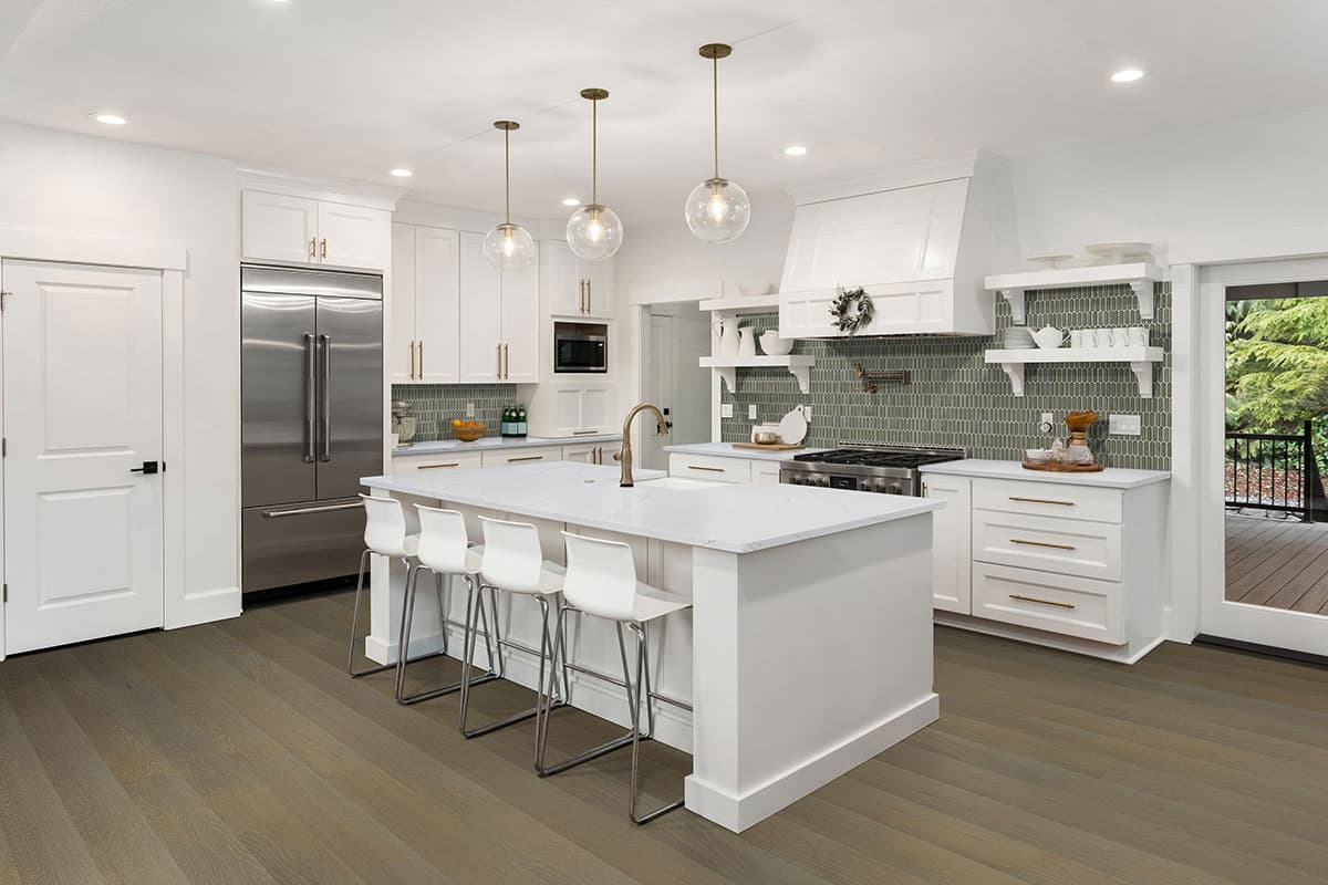 MSI Everlife Wood Moorville Oak 100% Waterproof Engineered Hardwood Flooring — Woodhills Collection — installed in room