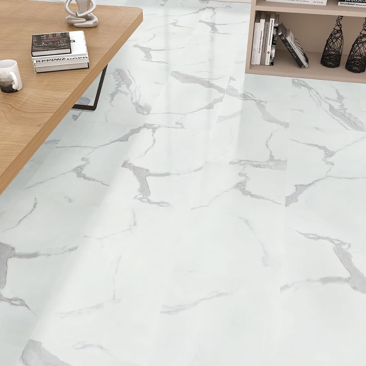 MSI Everlife Calacatta Marbello 100% Waterproof Rigid Core (SPC) Flooring — Trecento Collection — detail view 3
