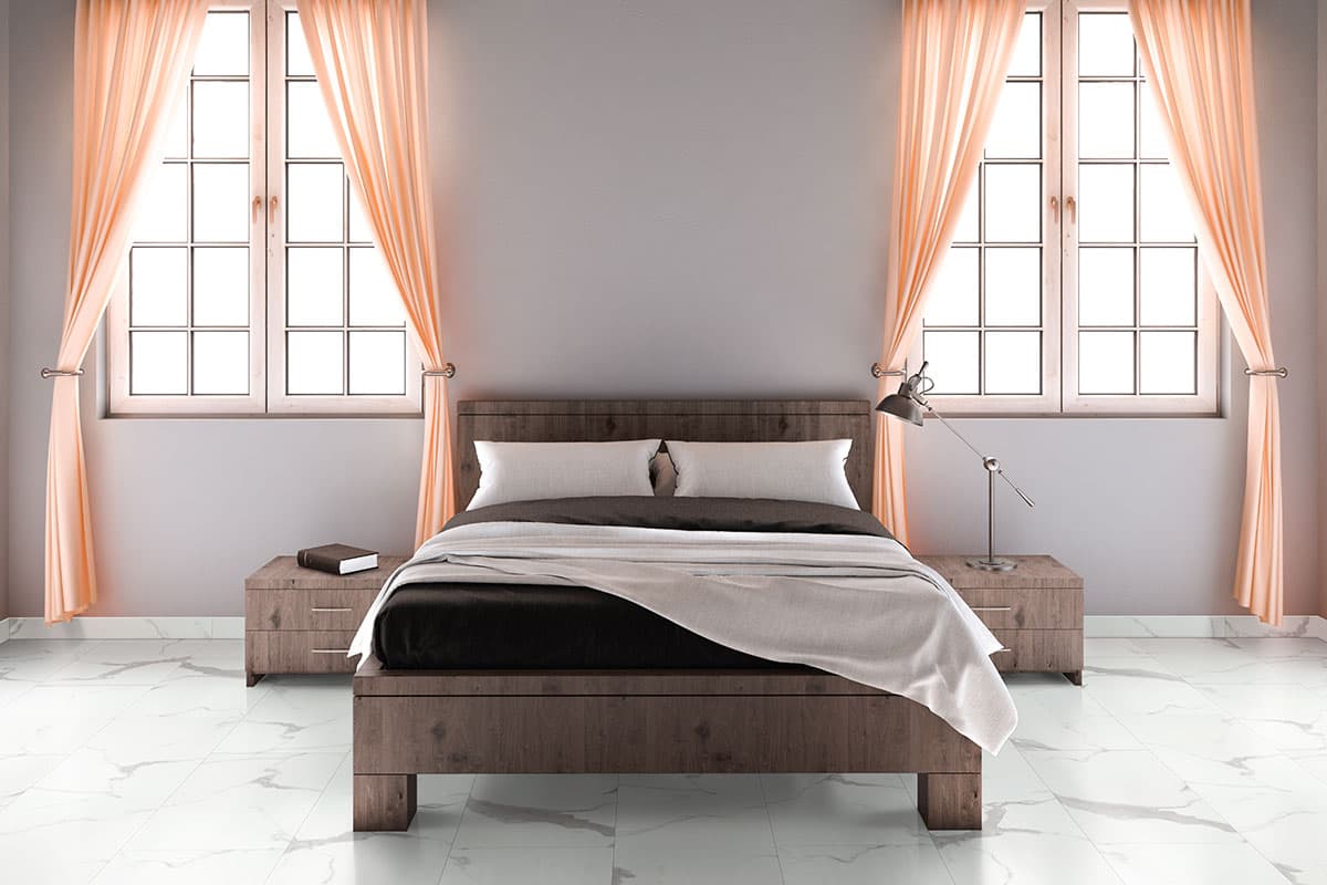 MSI Everlife Calacatta Marbello 100% Waterproof Rigid Core (SPC) Flooring — Trecento Collection — installed in room