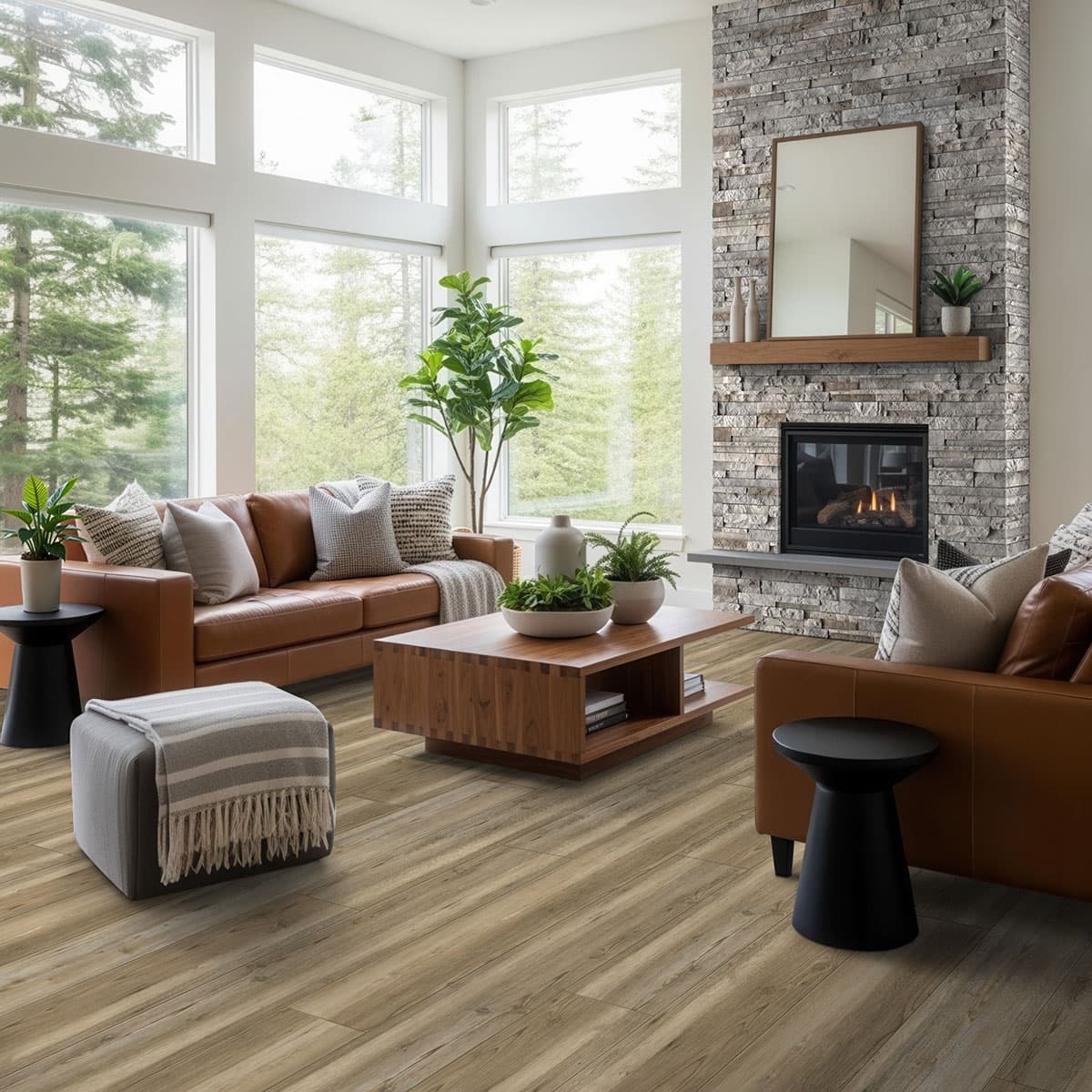 MSI Everlife Brookings 100% Waterproof Rigid Core (SPC) Flooring — XL Cyrus Collection — installed in room