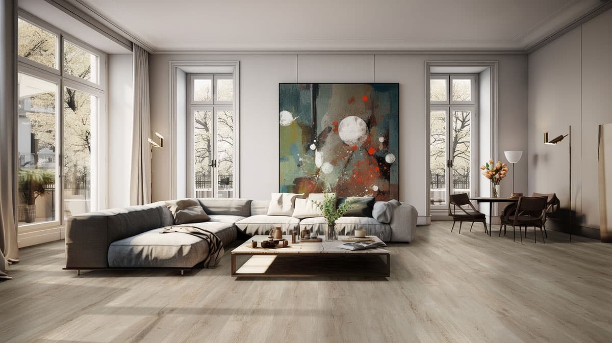MSI Everlife Shasta Grove 100% Waterproof Rigid Core (SPC) Flooring — Laurel Collection — installed in room
