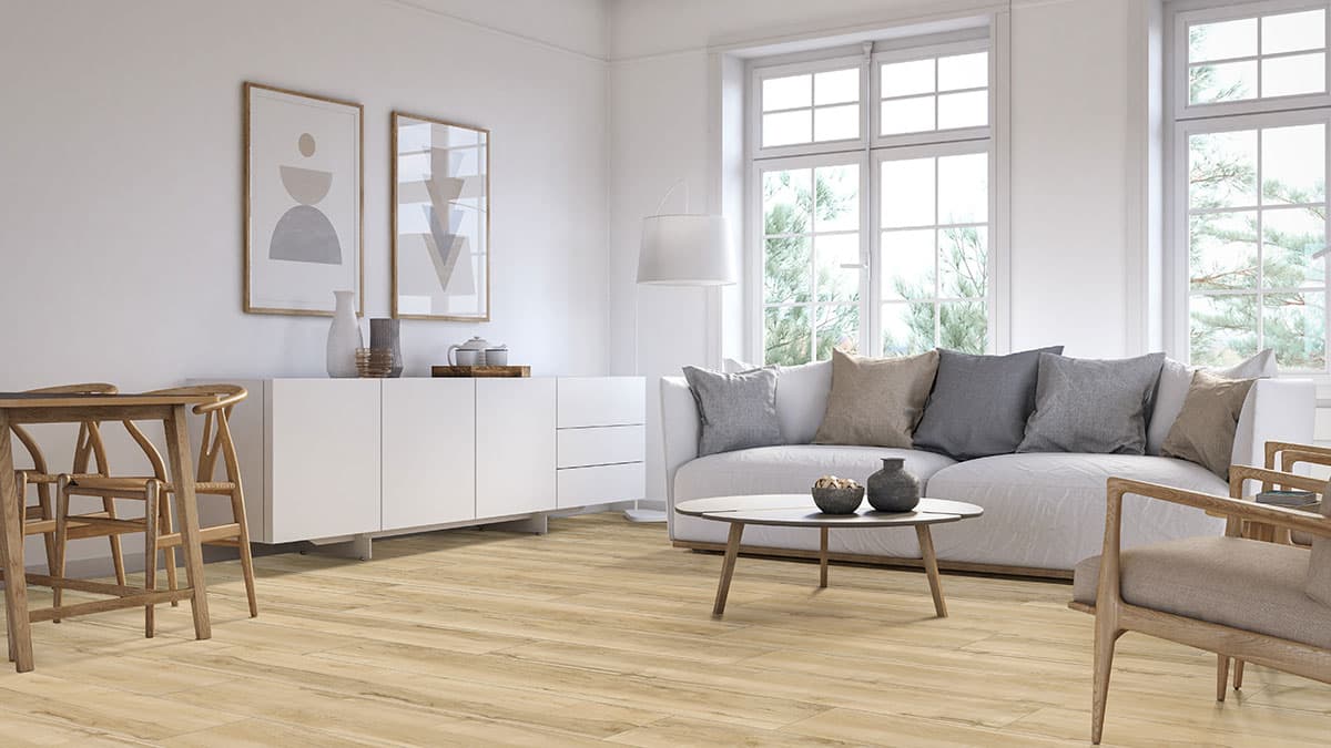 MSI Everlife Akadia 100% Waterproof Rigid Core (SPC) Flooring — XL Cyrus Collection — installed in room